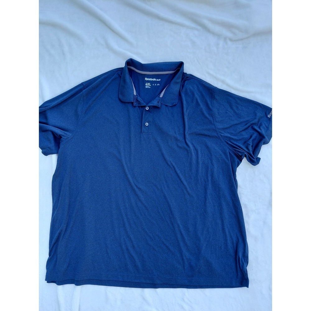 Reebok Golf Mens 4XL Polo Shirt Navy Blue Heather Short Sleeve Performance
